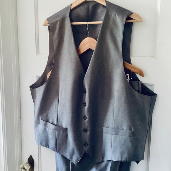 Fabio Fabrinni 3-Piece Suit Men's 42L Gray 2-Button Notch Lapel Formal Wedding - Picture 9 of 16